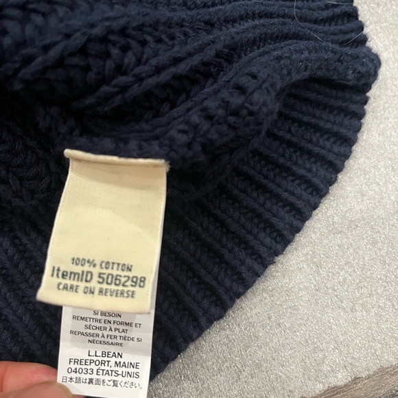 [M]L.L. Bean Men's Dark Blue 1/4 Snap Pullover Cable Knit Cotton Sweater EUC - Picture 8 of 9